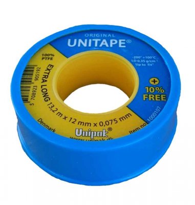 Taśma teflonowa uszczelniająca UNITAPE +10 % Free 13,2m x 12mm x 0,075mm Unipak 1000107